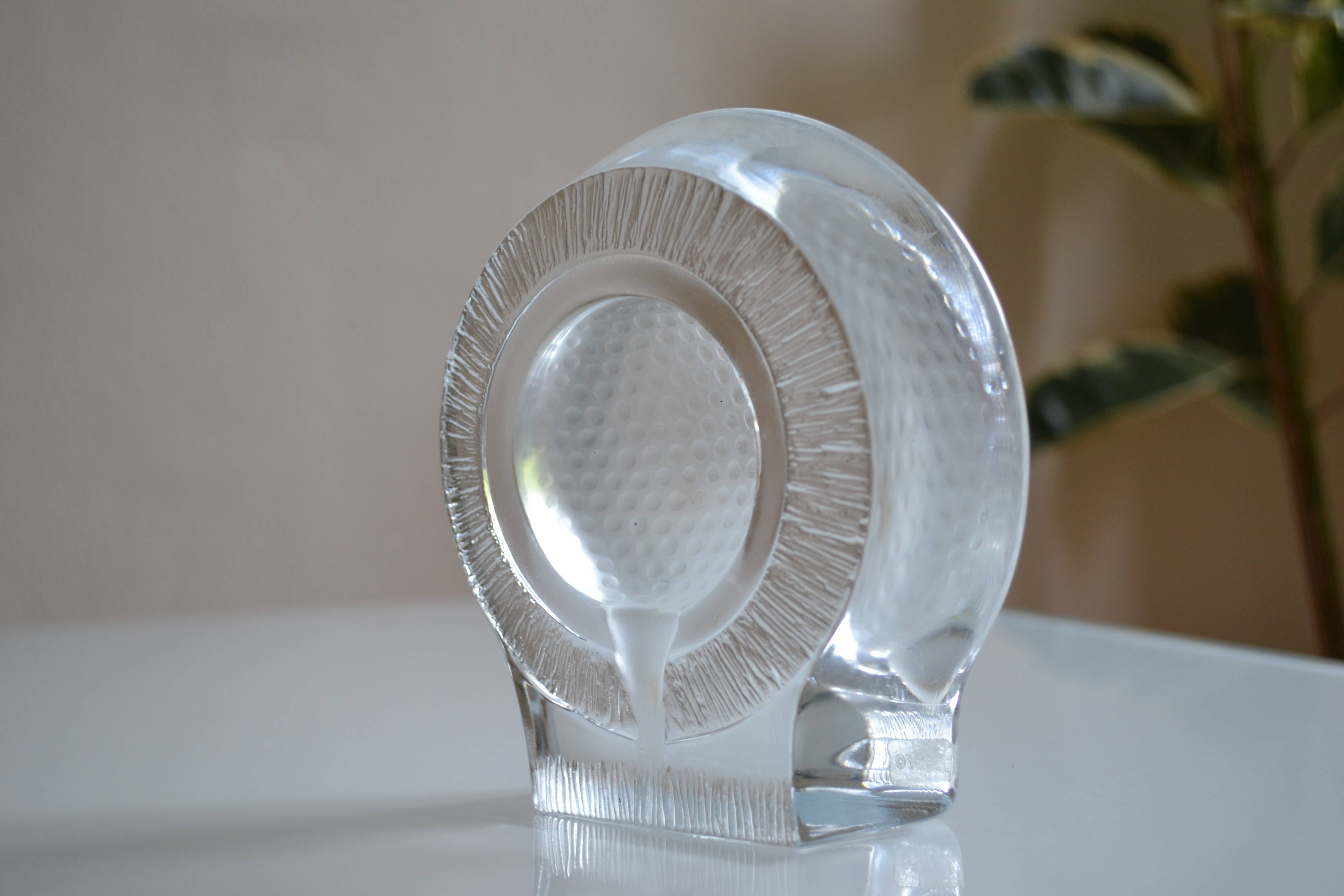 Golf crystal pocket emptier or paperweight by Nybro of Sweden