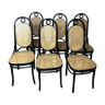 Chaises par Michael Thonet, modèle 207 R bois courbé noir cannées 1970