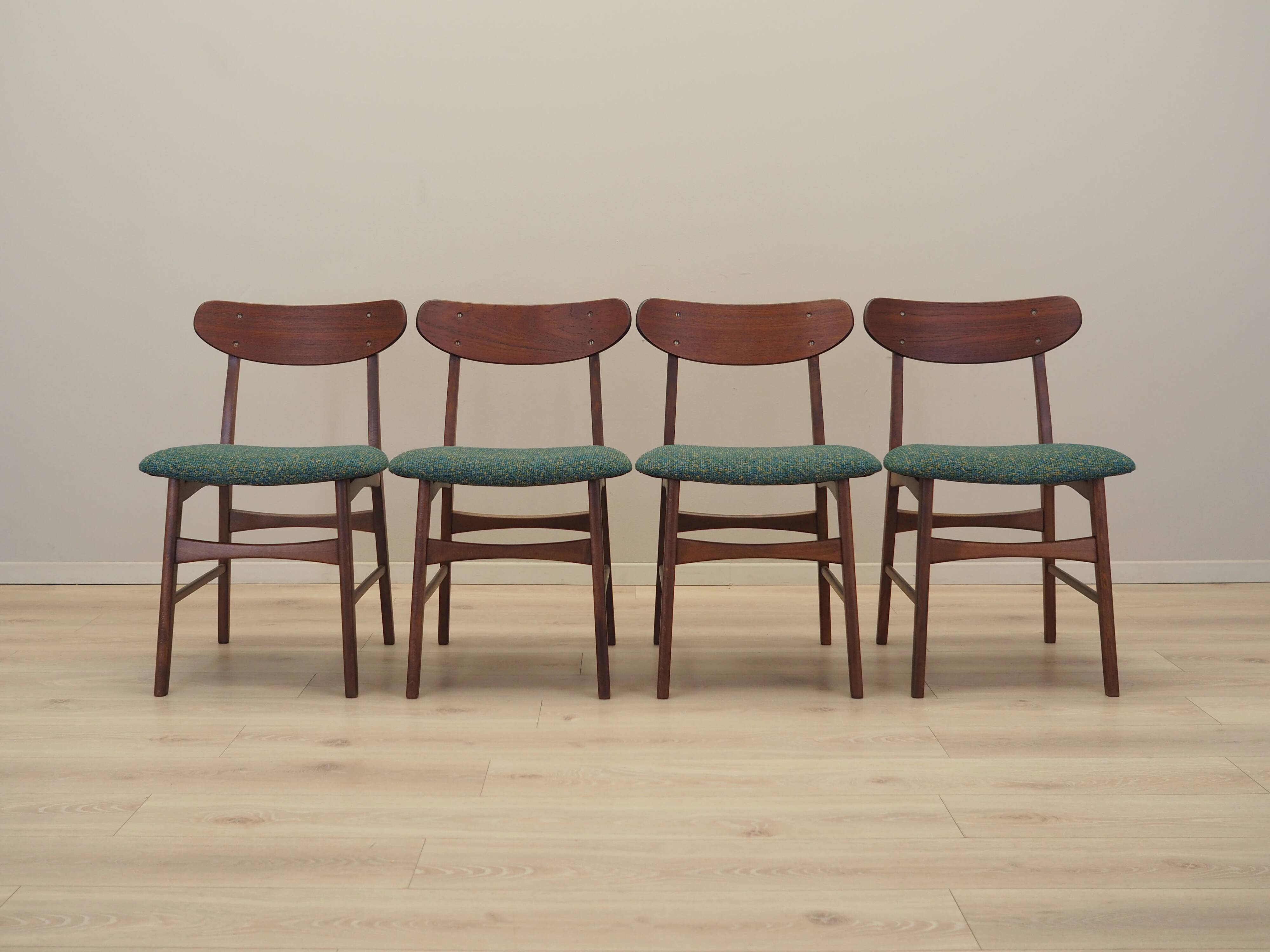 Set of four teak chairs, Danish design, 1970s, production: Denmark