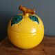 Sugar bowl candy dish box lemon in slipware