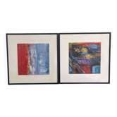 Pair Abstract Contemporary Painting Desmox 2020 Mixed Technique Gold
