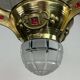 Lustre Jugendstil en laiton avec cristaux rouges