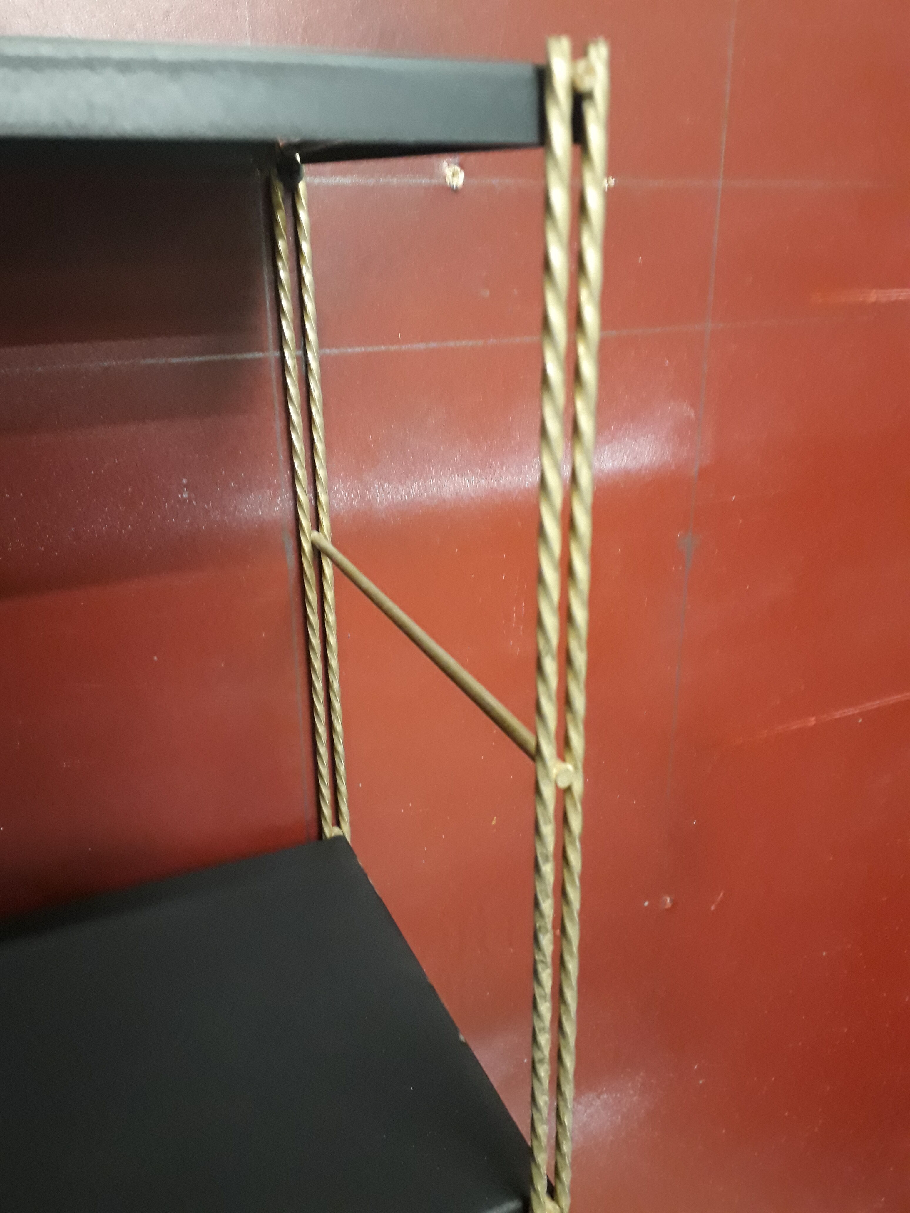 vintage string black mat and twisted studs gold 49x49 cm 1960