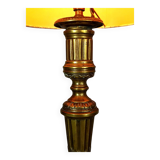 Lampe à poser avec abat-jour, ancien flambeau en bronze style Louis XVI 50 cm C757