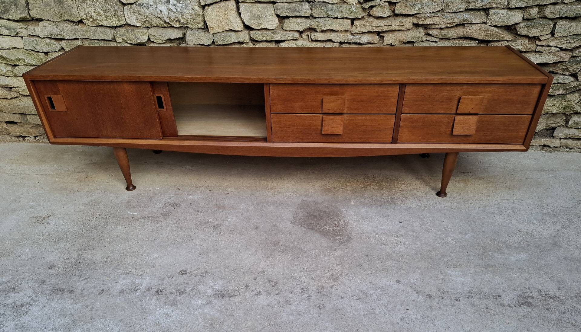 Low teak sideboard 200cm