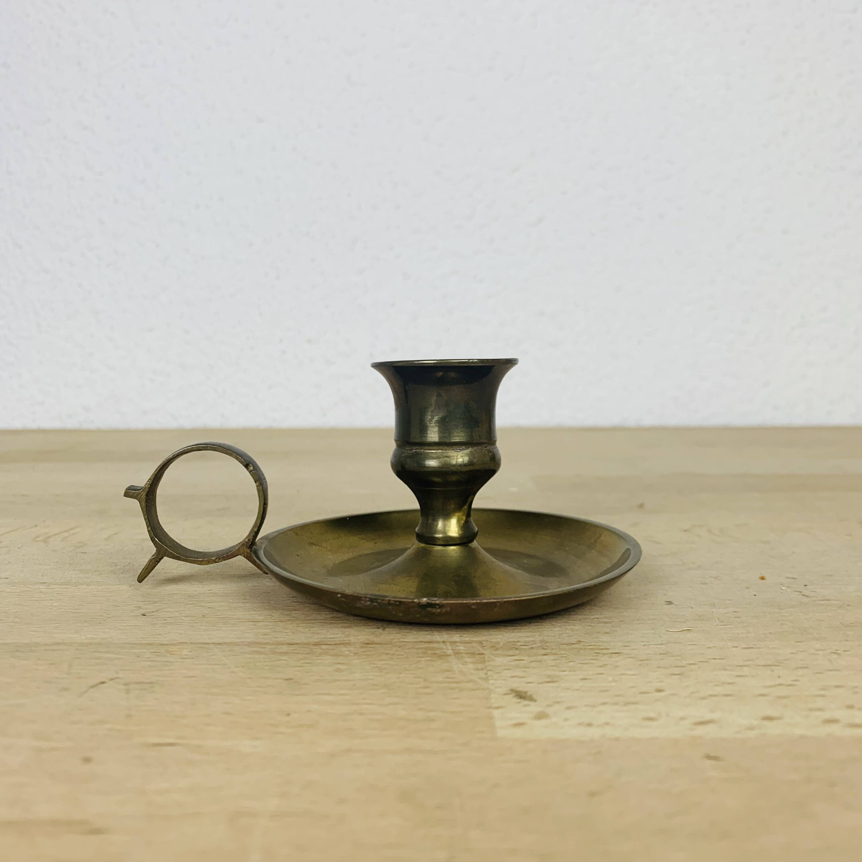 Vintage brass cellar rat candle holder