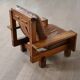 Midcentury Modern Brutalist Lounge Chair In Oak And Leather, Italy 1970s