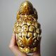 Vintage 60s-70s brown glazed ceramic Foo dog ashtray.
