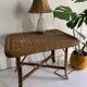 Table basse ancienne en rotin et bambou, 1950