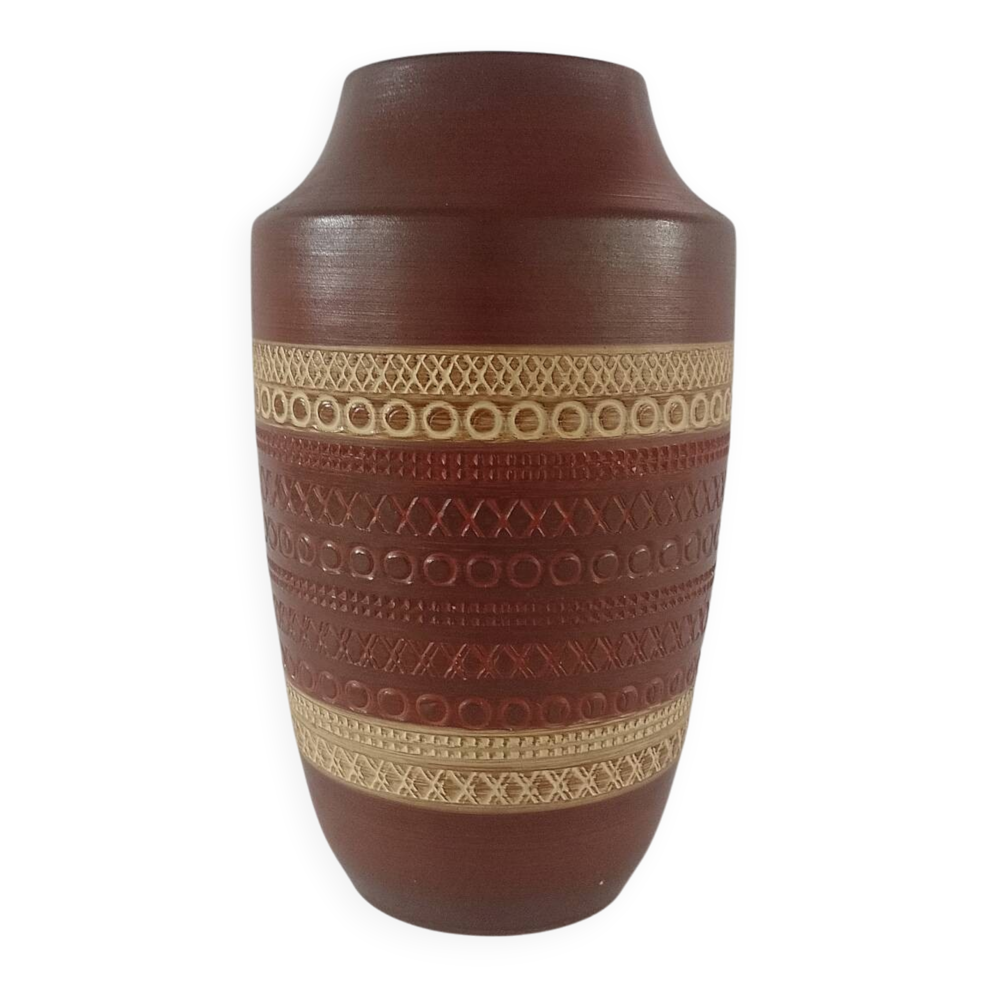 West Germany Pottery Vase Model No. 114 -25 Sgraffito Mid Century Modern