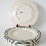 Set of 6 flat plates in Terre de Fer Salins, "Guirlandes" model