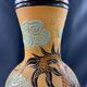Very large dragon lamp on a yellow background in well-fired Vietnamese stoneware.
