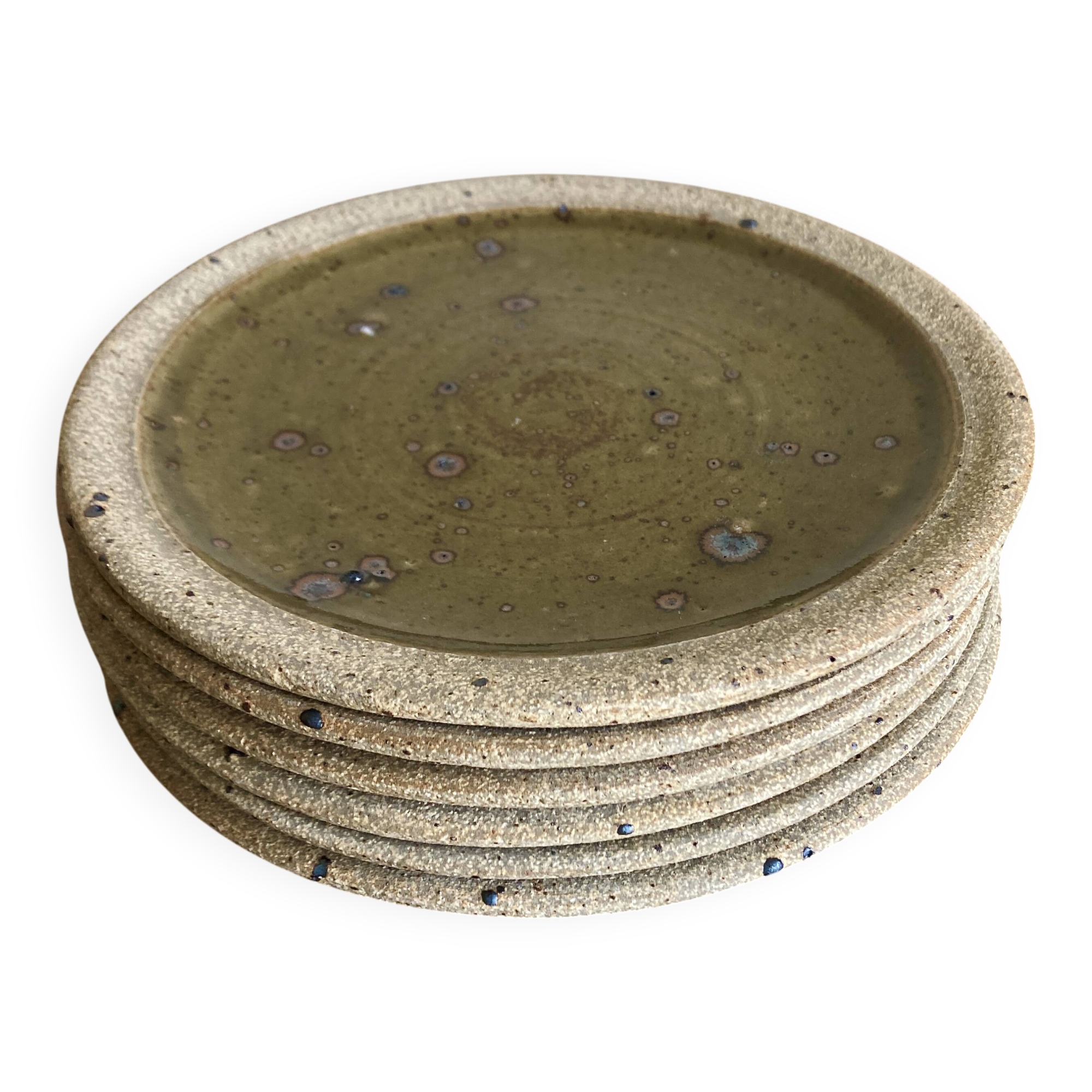 Set of 6 dessert plates by Pierre Digan, La Borme 1970