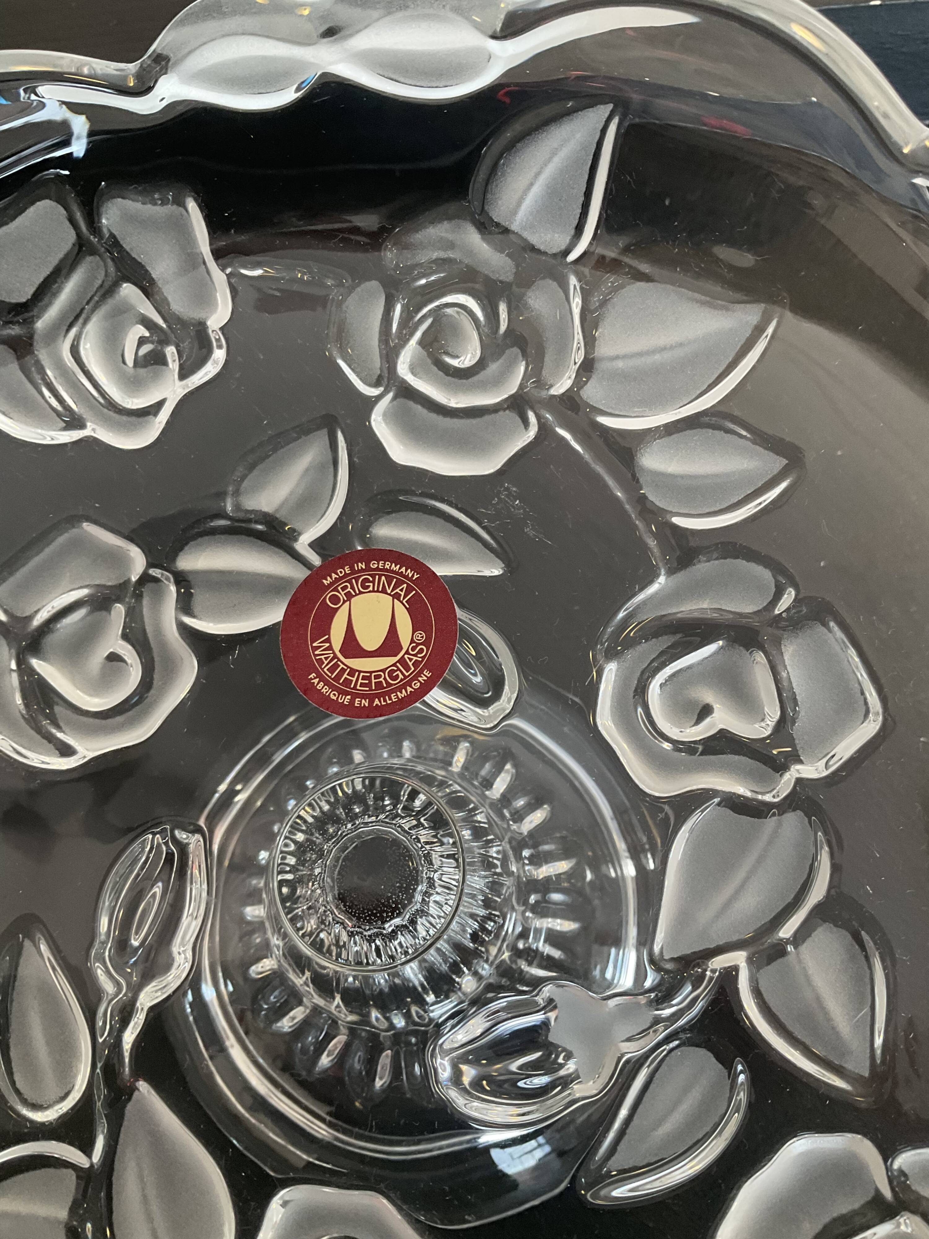 Empty vintage stand pocket in molded glass Germany