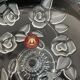 Empty vintage stand pocket in molded glass Germany
