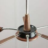 Lustre italien en chrome et opaline du milieu du siècle