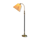 Brass floor lamp with dark brown leather trim, Swedish / Scandinavian Modernity
