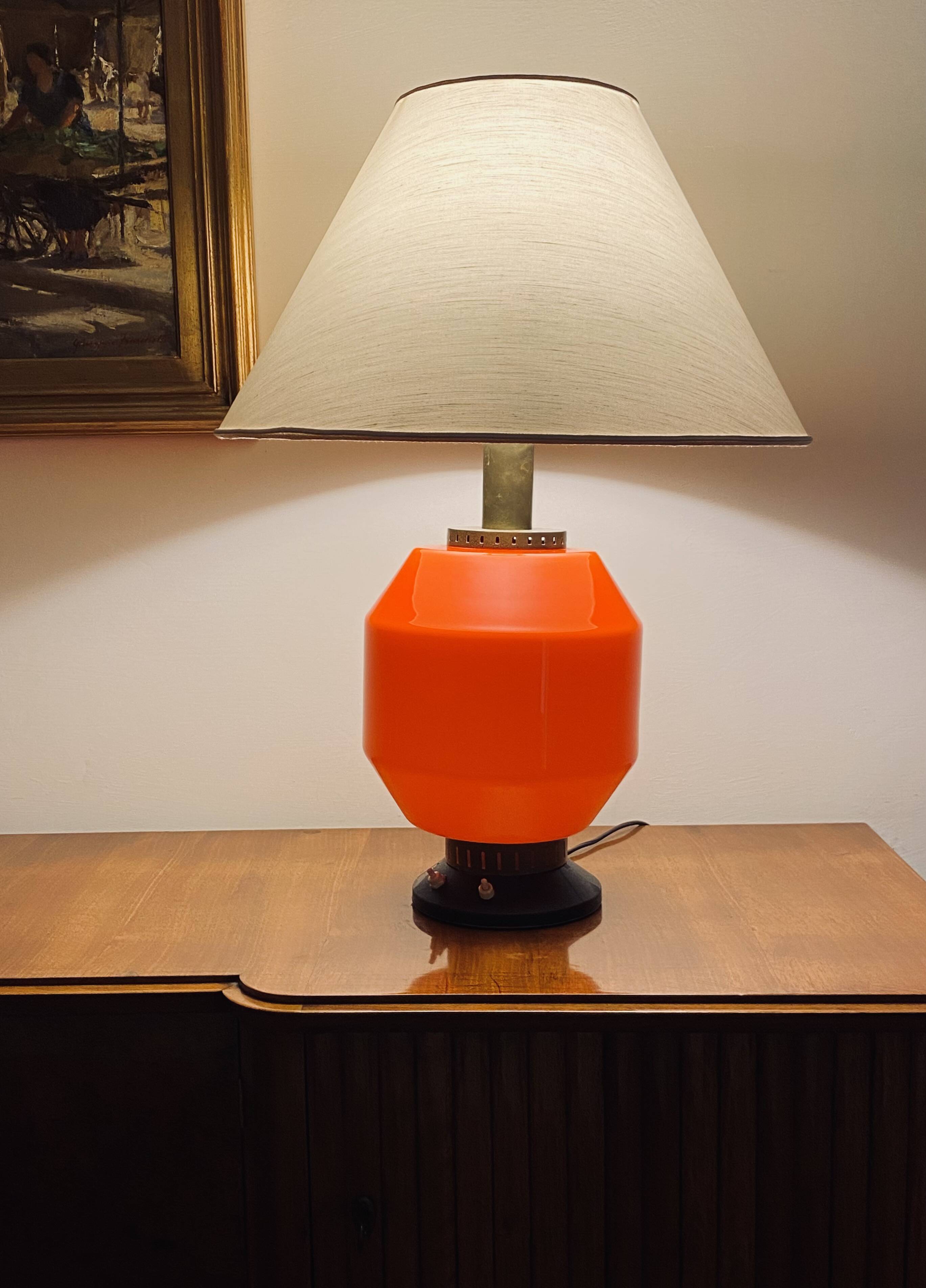 Space Age orange glass table lamp base, Italy 1960s