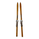 Pair of old wooden skis and metal bindings altiere