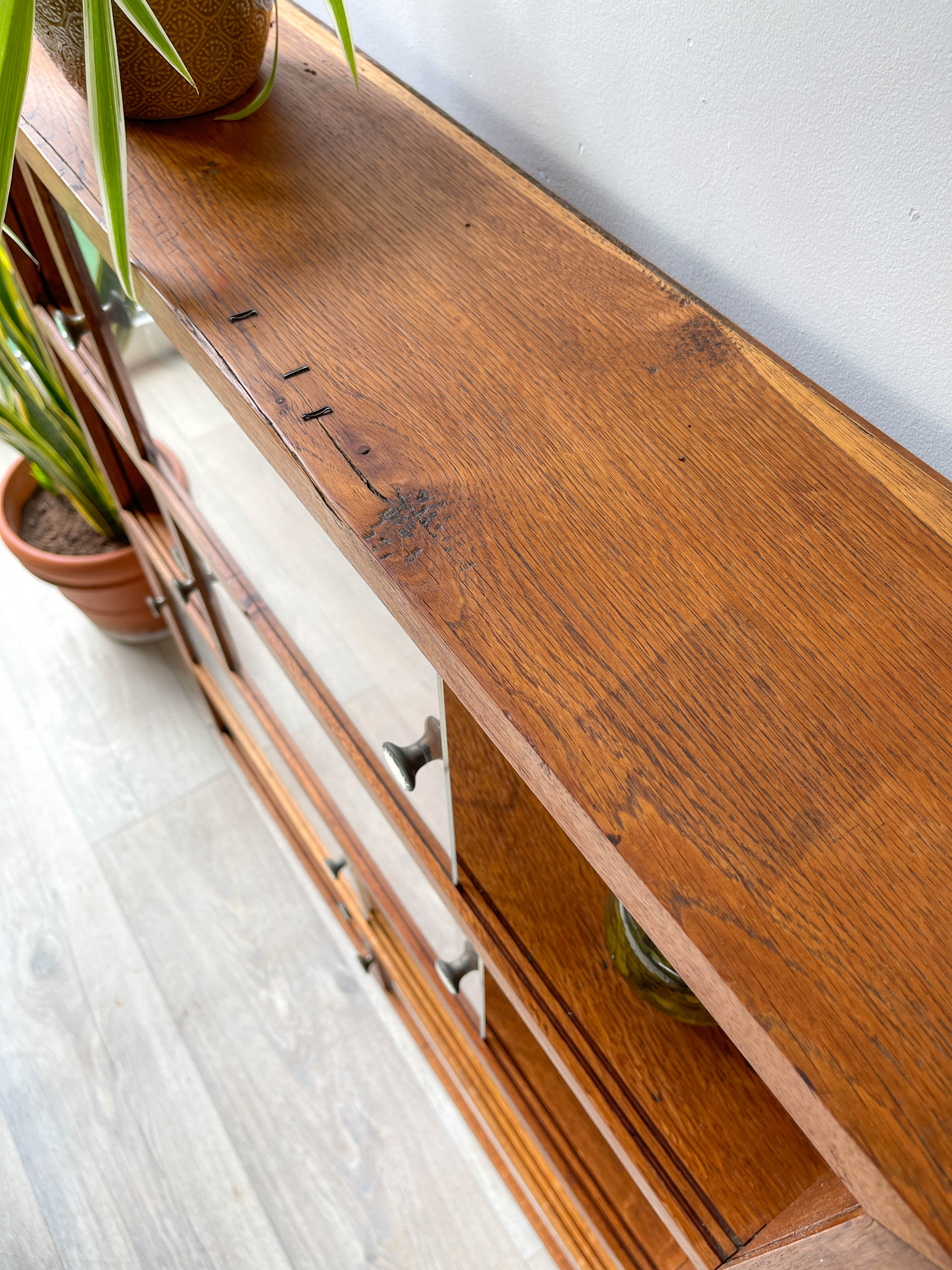 Vintage oak wall display case