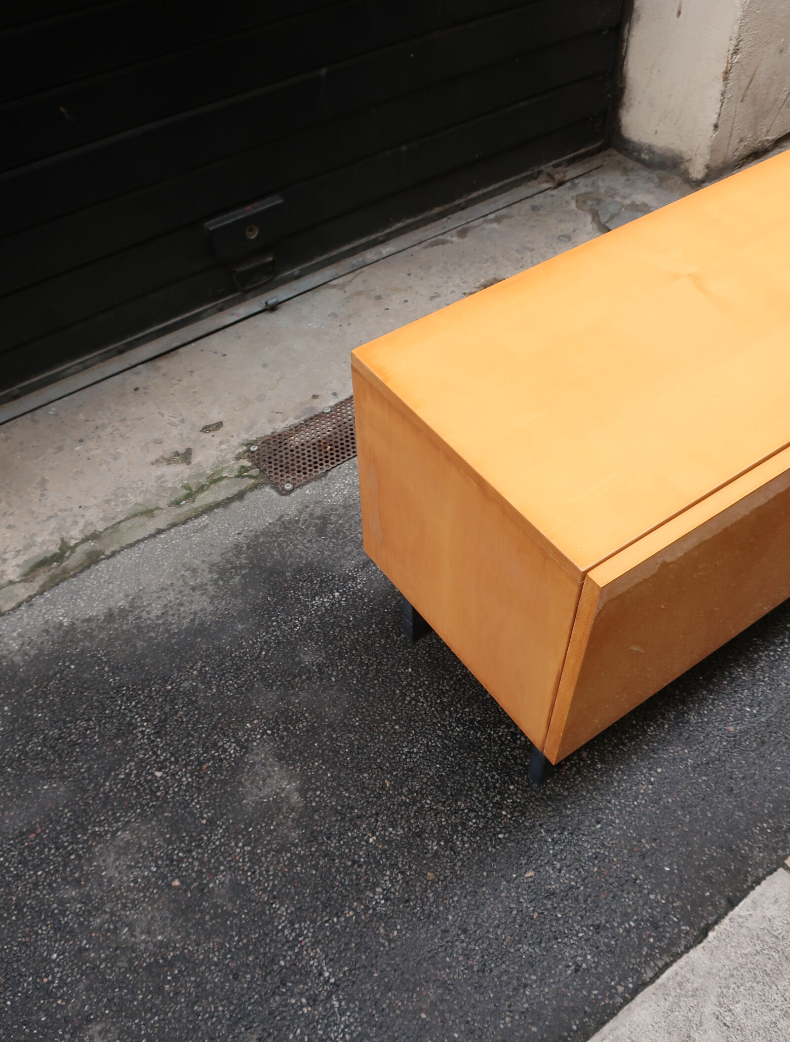 Wooden dresser in metal footing