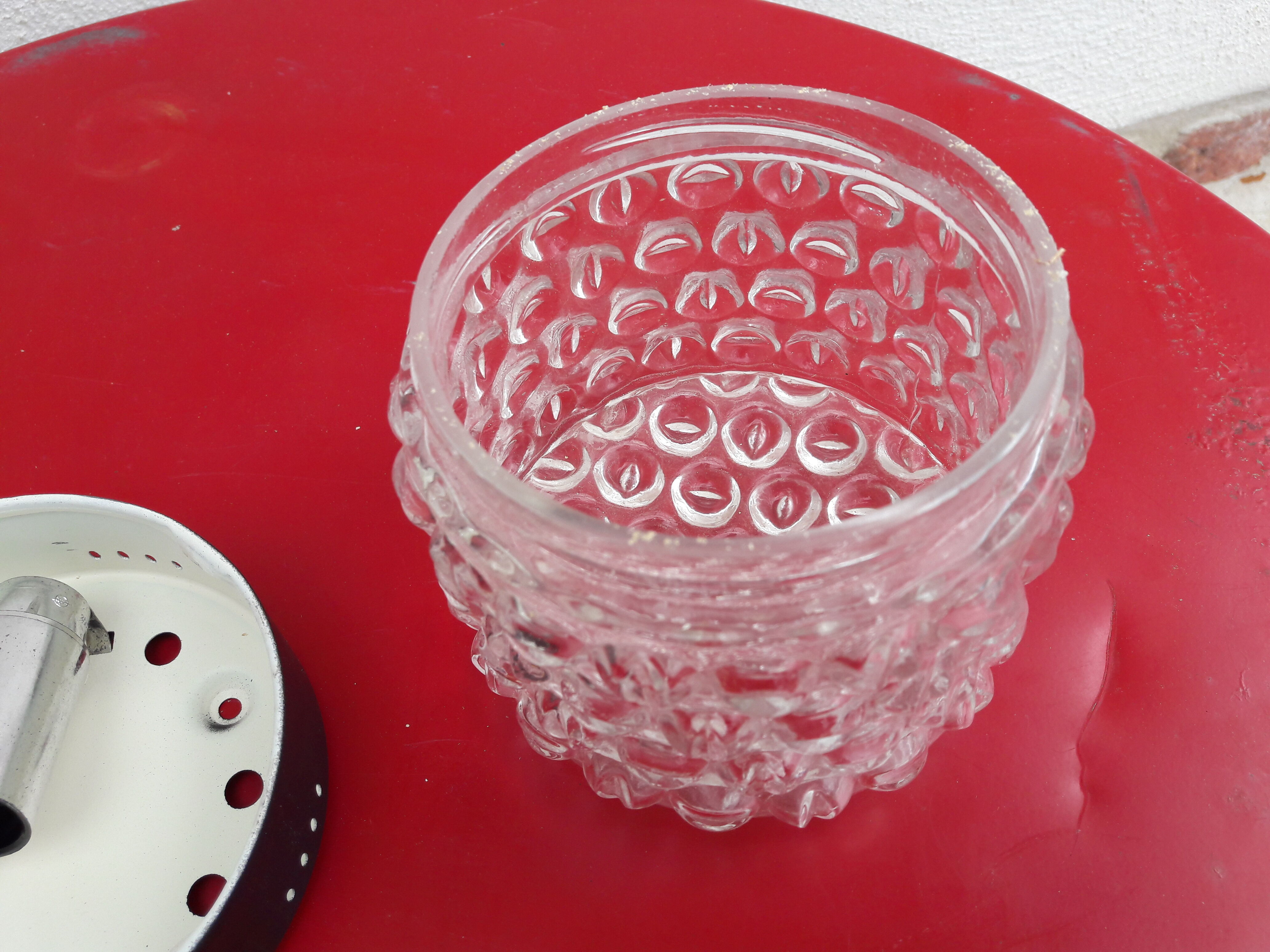 Round ceiling lamp in bubbled glass