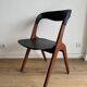 Chaise Vamo Sønderborg Sonja en teck et skaï noir, par Johannes Andersen