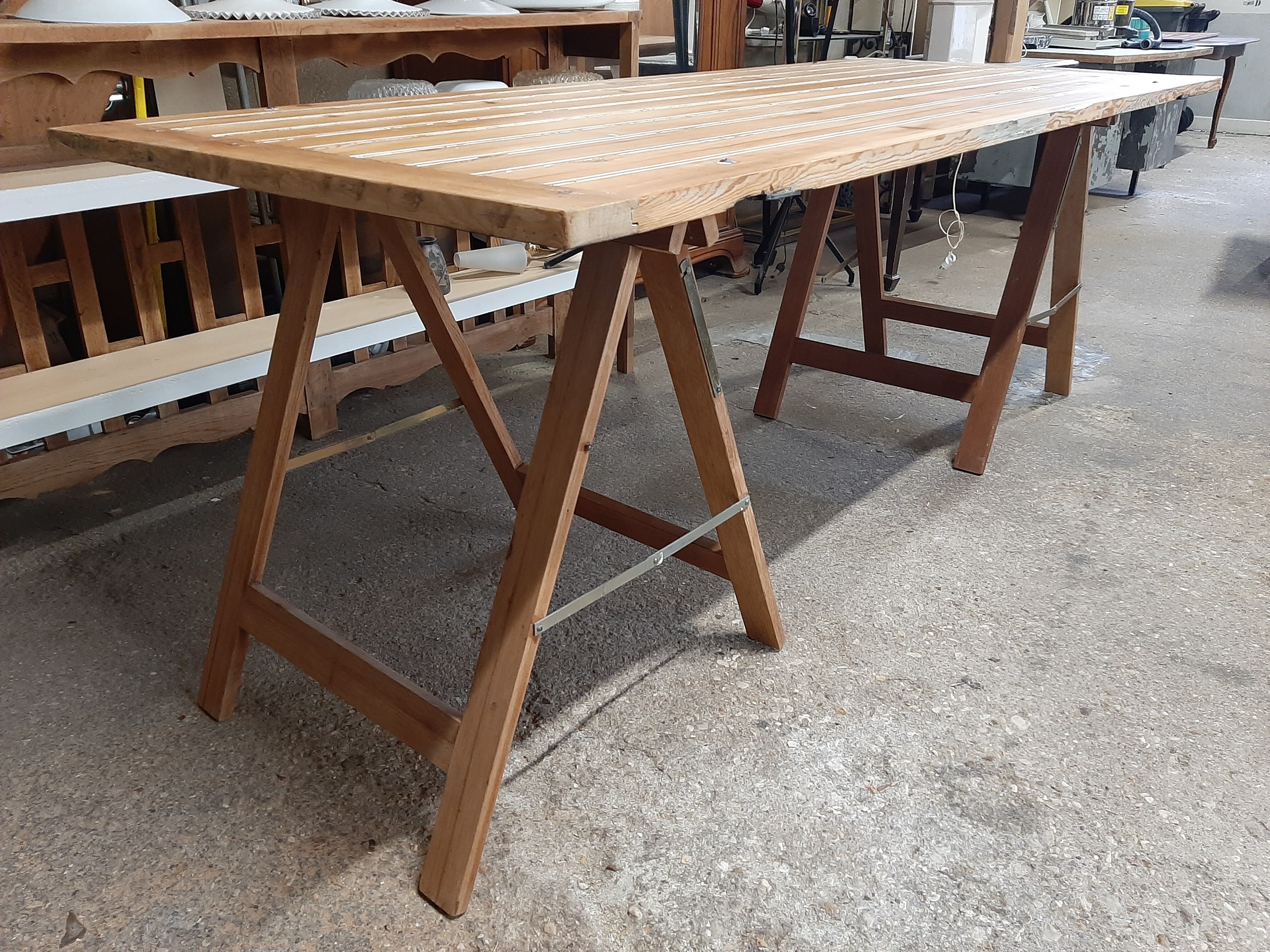 Farm table on trestles