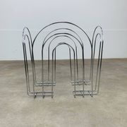 Postmodern chrome metal magazine rack from the 80s