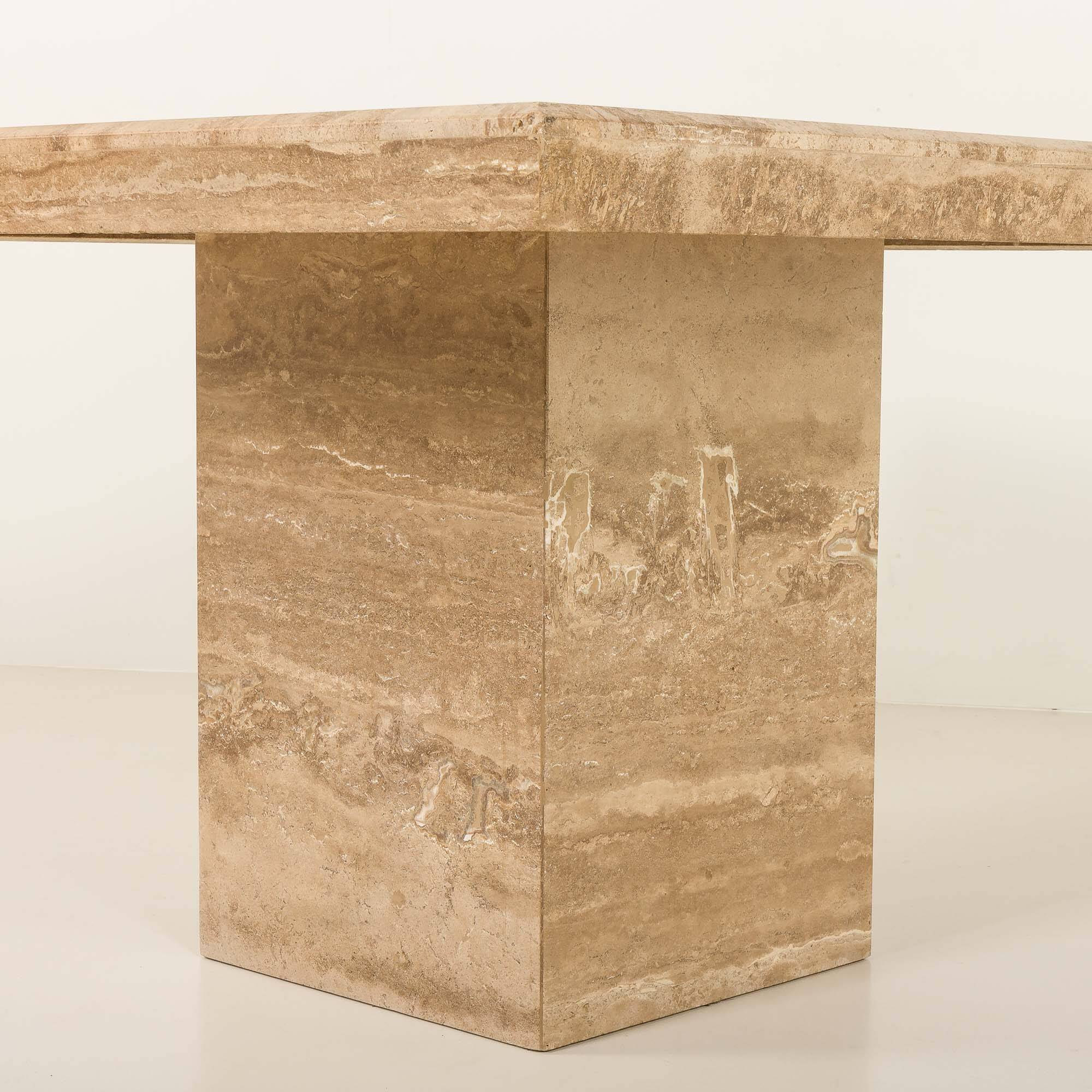 Italian mid century extra large travertine dining table, 1970s