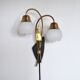 Scandinavian Organic Two Armed Wall Light, Brass and Opaline, 1940-50s
