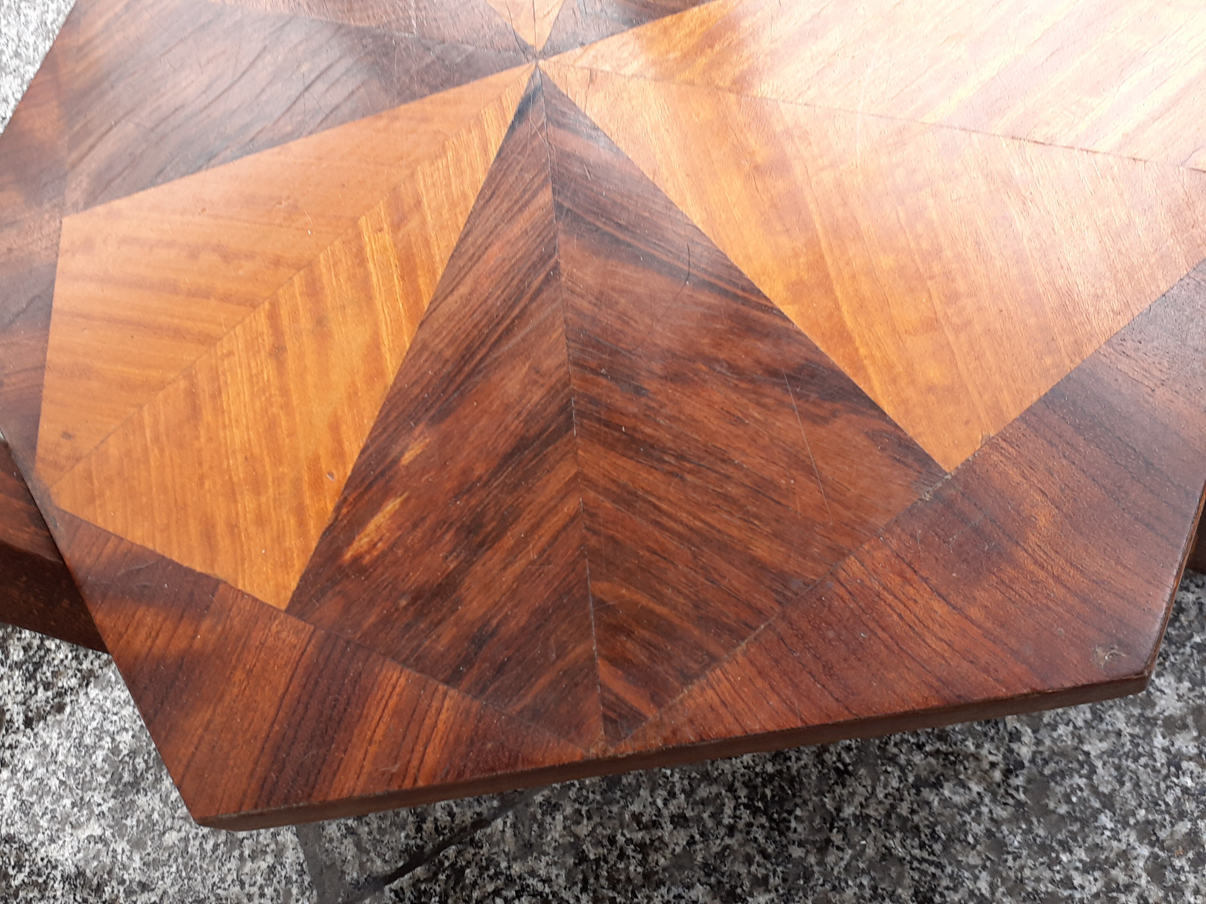 Gueridon old marquetry table old art deco vintage