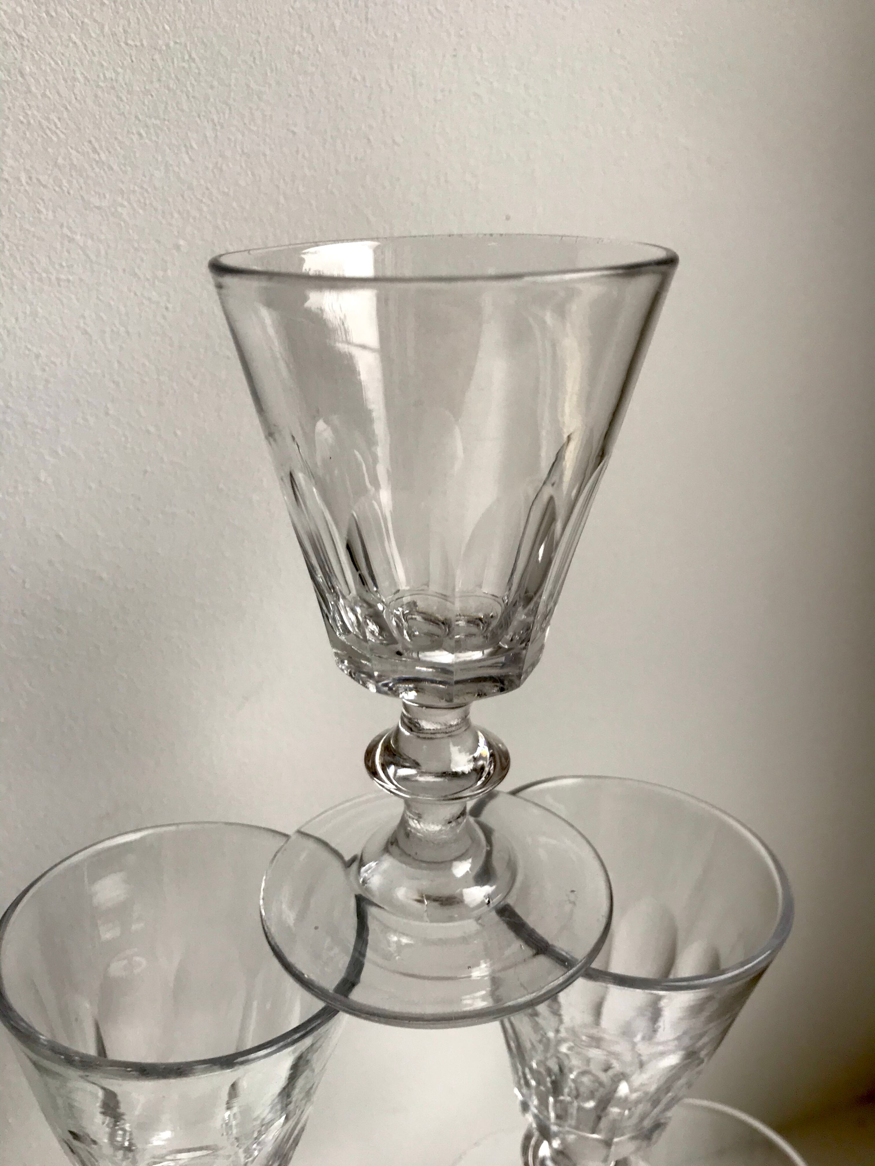 set of 6 glasses with crystal stems early twentieth