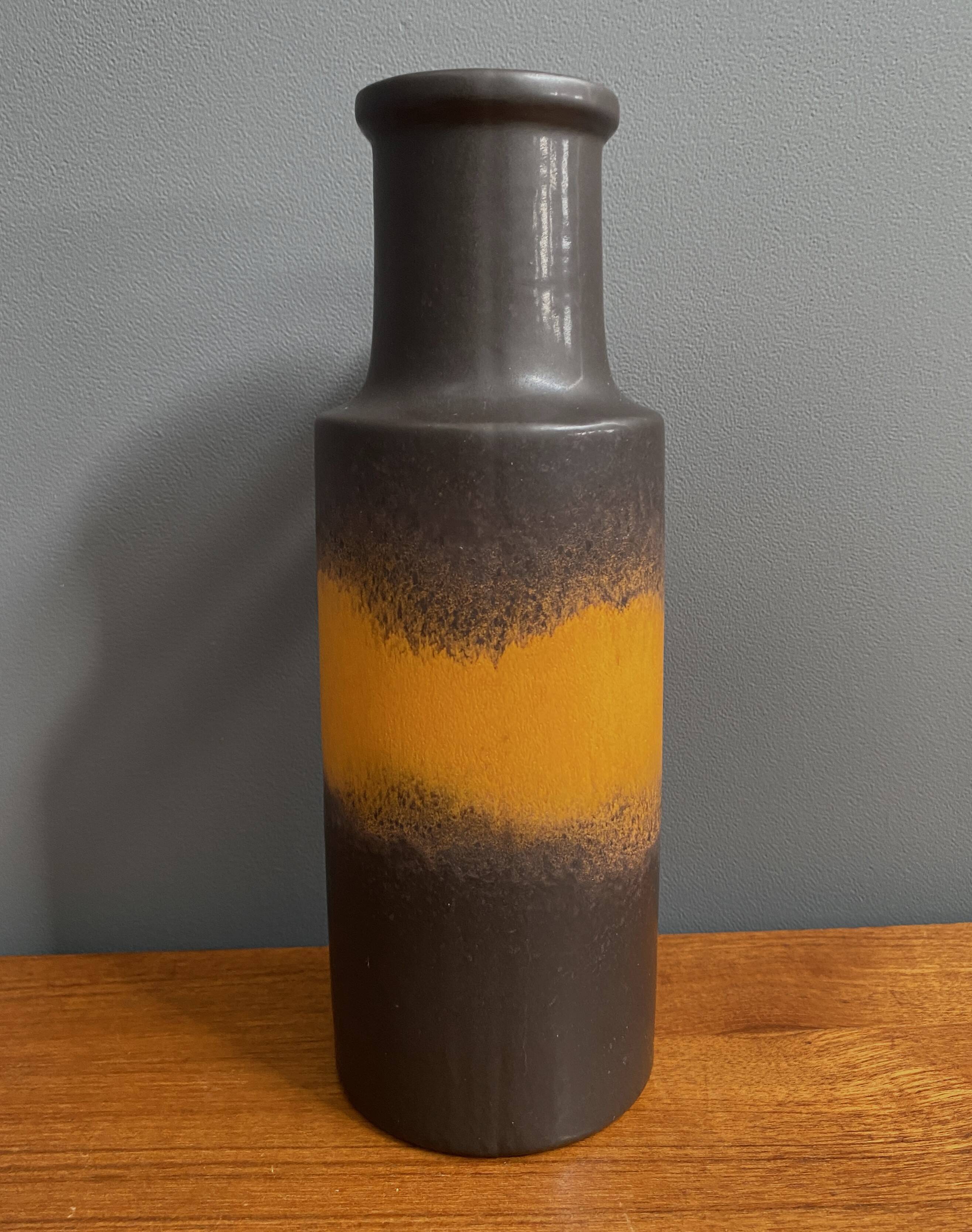 vase marron et orange Allemagne de l'Ouest Scheurich modèle 401-28 années 1970