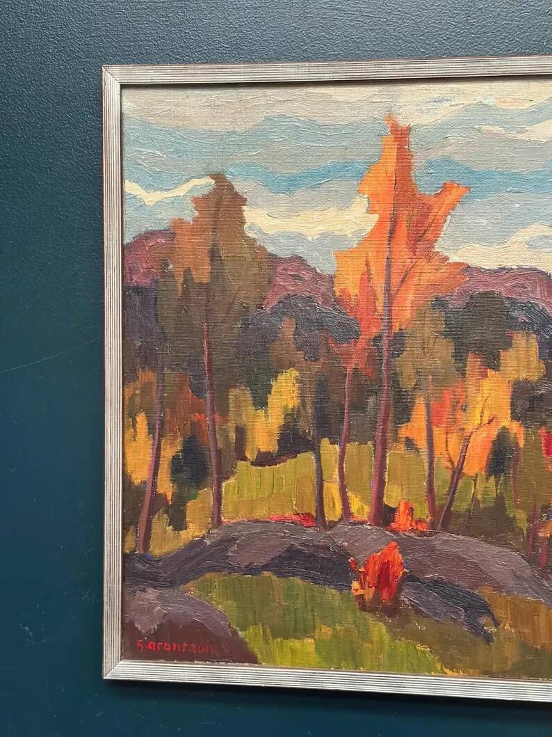 Original Swedish Oil on Canvas – “Orust” by Gösta Arontzon – Signed – Dated 1971 – Vintage & Framed – 58 × 49 cm