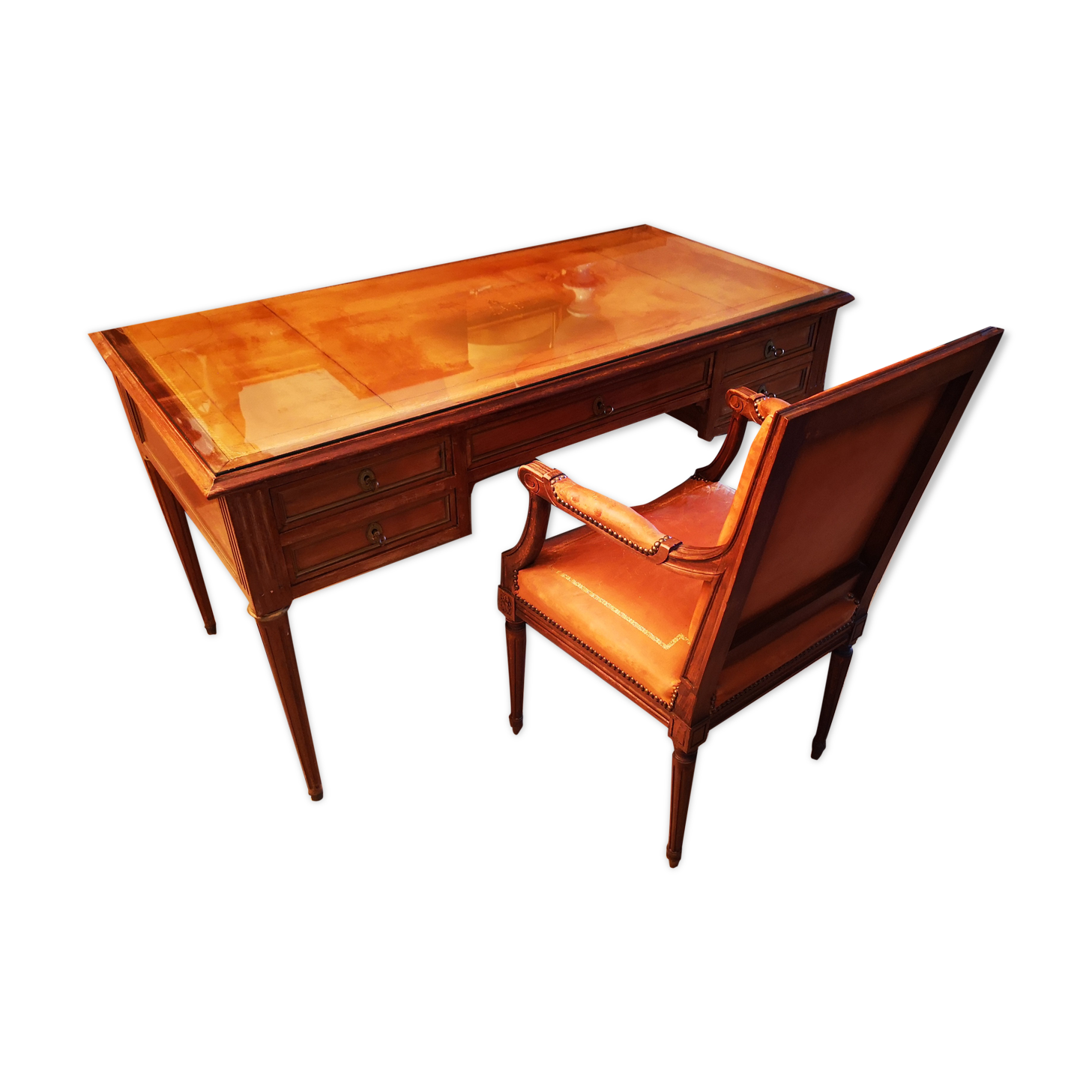 Bureau de style Louis XVI et son fauteuil