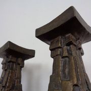 Large Brutalist German Bronze Candleholders, 1960s, Set of 2