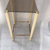Square metal and smoked glass side table