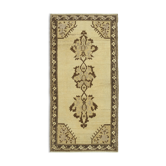 Tapis beige oriental unique en son genre fait à la main des années 1960 90 cm x 182 cm