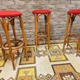 Set de 3 tabourets de bar en bois courbé 1960