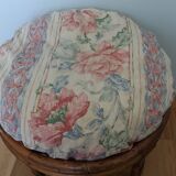 Rattan wicker pouffe from the 70s with cushion.