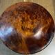 Wooden thuya catchall enhanced with metal wire and mother-of-pearl.