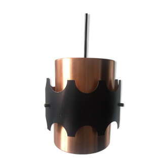 Danish ceiling pendant 1960's in black & copper metal Jo Hammerborg