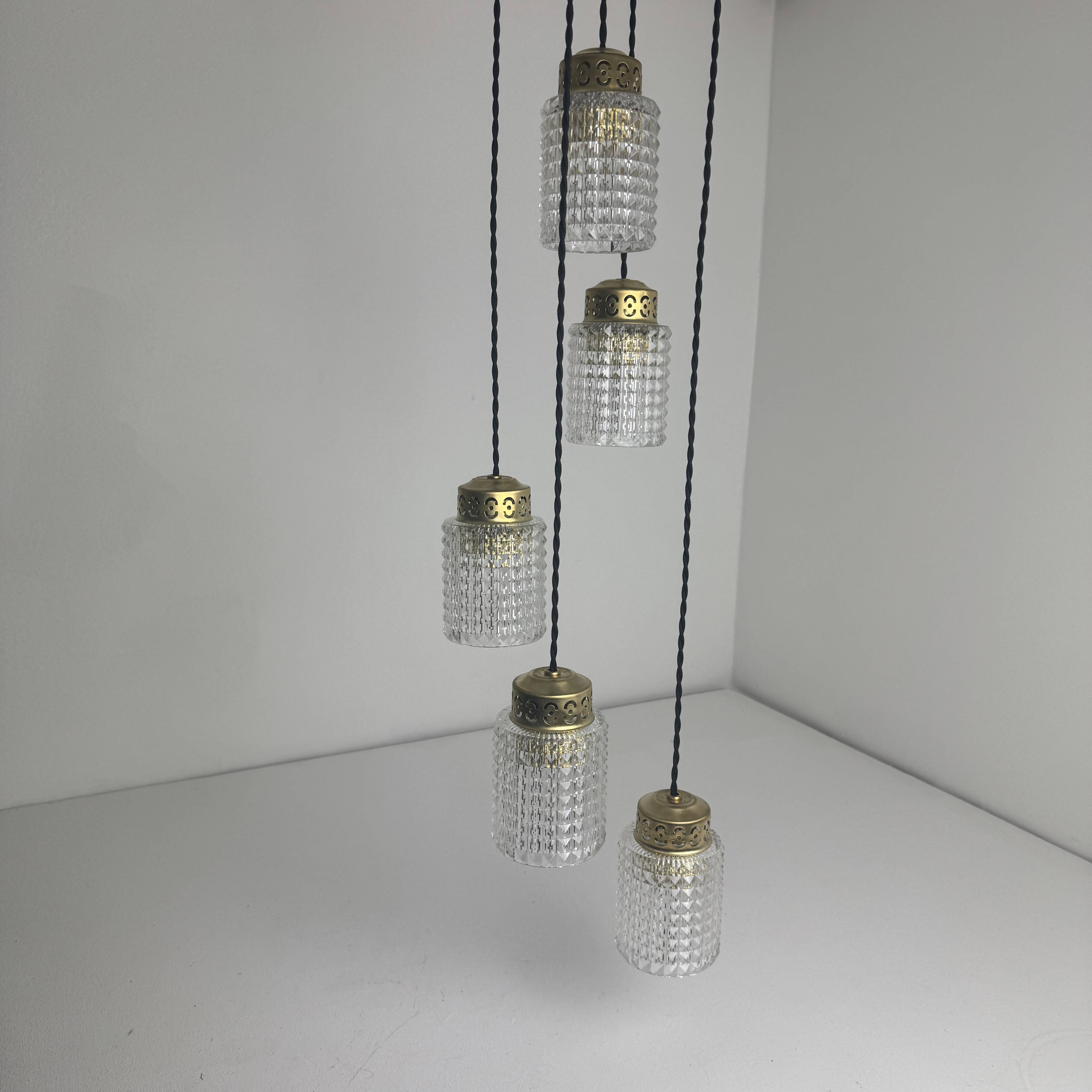 Antique cascade chandelier 5 light vintage
