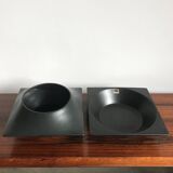 Franco Pozzi Italian black ceramic centerpiece vase 1960s