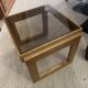 Modernist side table in wood and smoked glass