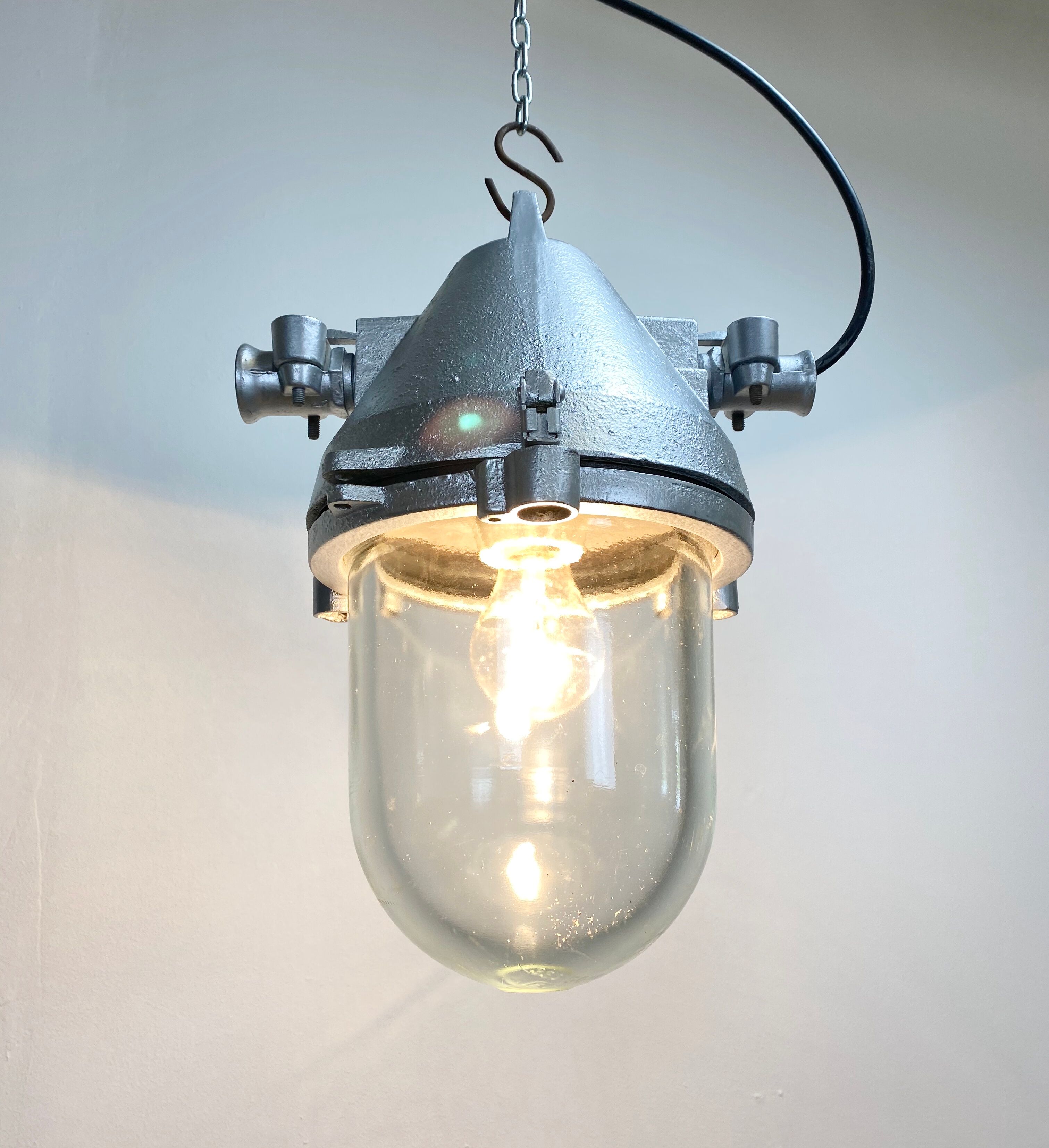 Silver cast aluminium explosion proof lamp, 1960