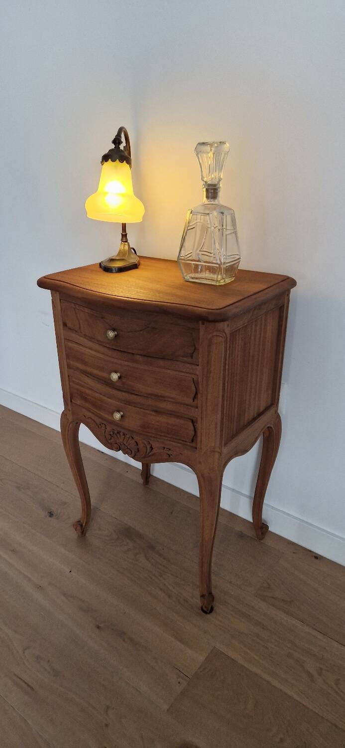 Louis XV style wooden bedside chest of drawers