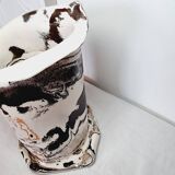 Rare Brutalist style vase in porcelain so fine and shiny it looks like millet glass