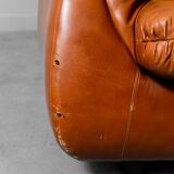 Pair of brown leather armchairs from the 70s vintage